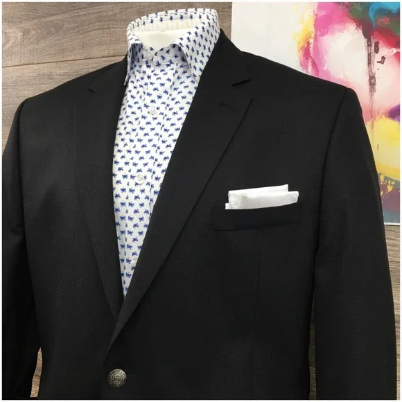 MICHAEL KORS Mens‎ Blazer Sport Coat Casual Jacket Size 46R Black Wool Suit